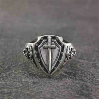 Vintage 316L Stainless Steel Templar Knight Cross Sword Ring Men's ...