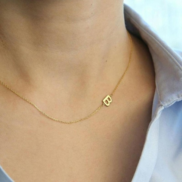 mini sideways initial necklace