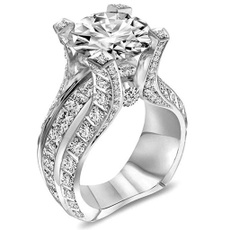 Elegant, DIAMOND, wedding ring, Silver Ring