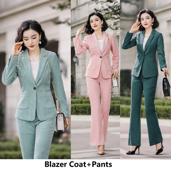 Female Suit with Trouser Uniform Designs for Women Blazer Business Pant  Suits