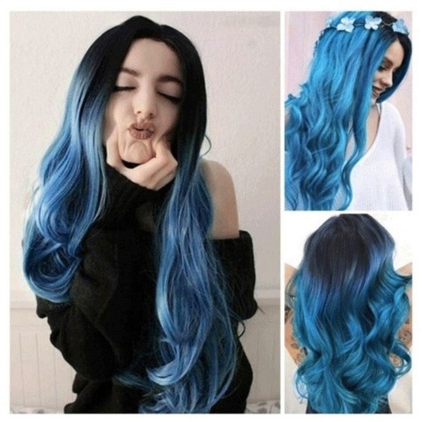 Blue shop gradient wig