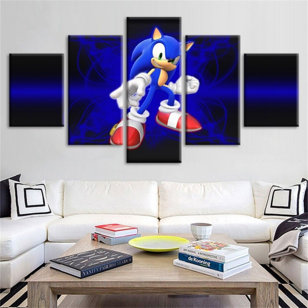 Framed Sonic The Hedgehog Game Canvas Print Wall Art Home 5 Piece 