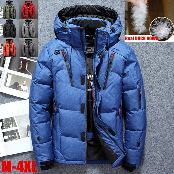 Winter Fashion Mens White Duck Thick Down Jackets Winter Warm Detachable Down Coat Jacket 5413