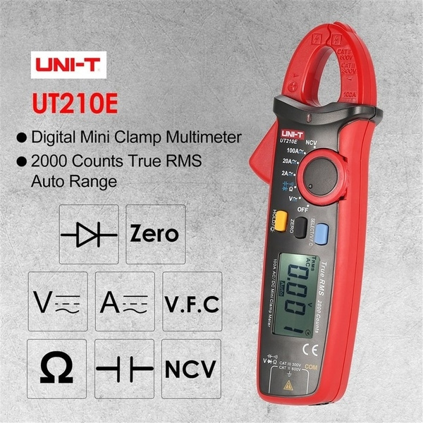 Uni T Ut210e Mini Digital Clamp Multimeter True Rms Dc Ac Volmeter Amp Tester Wish