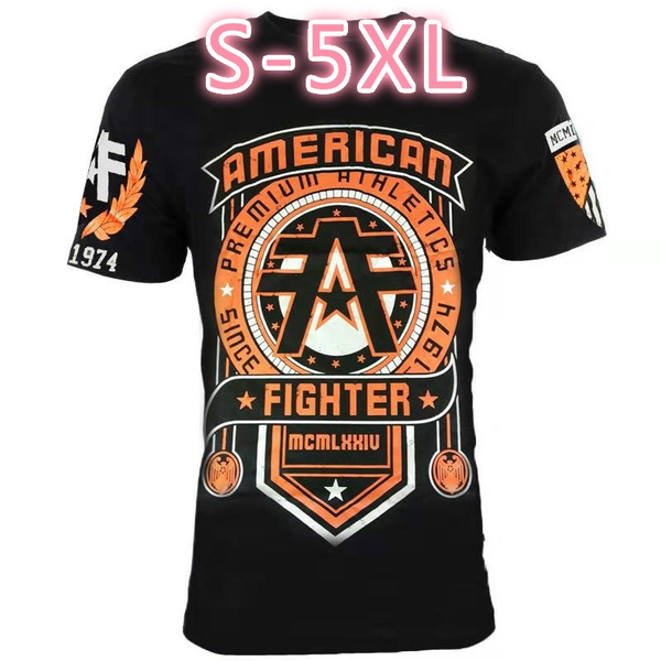 Mens Cool 3D Print Plus Size AMERICAN FIGHTER Mens T Shirt FAIRBANKS Athletic Men T Shirt Tattoo 