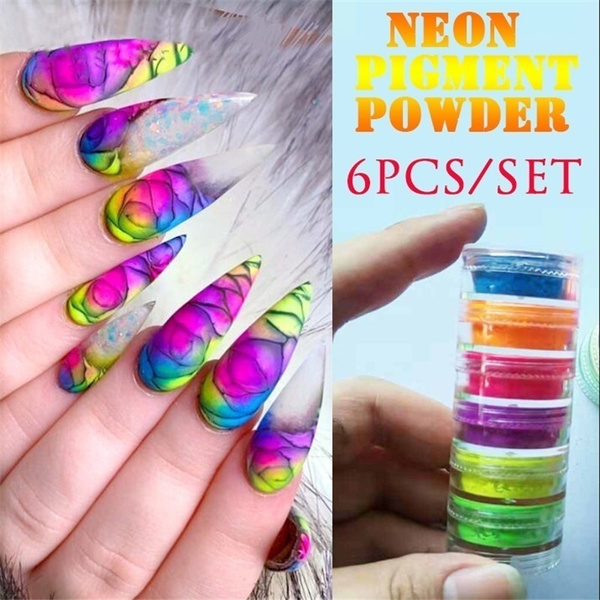 6Pcs/Set Neon Pigment Nail Powder Dust Nail Glitter Gradient Eyeshadow Powder | Wish 6Pcs/Set Neon Pigment Nail Powder Dust Nail Glitter Gradient Eyeshadow Powder | Wish