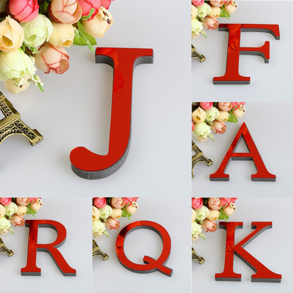 26 Letters DIY 3D Mirror Acrylic Wall Sticker Decals Home Decor Wall