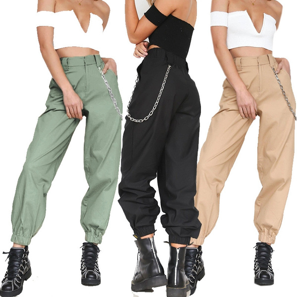 Street Style Trousers High waist leggings Pocket sports Casual