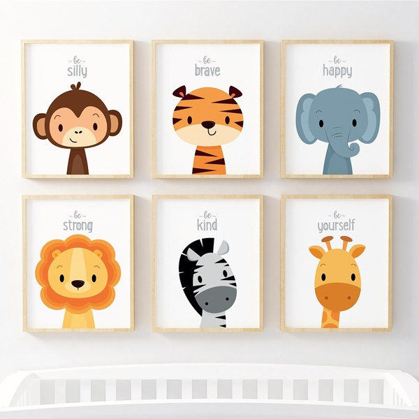 Wall Art Canvas Painting Jungle Animal Cartoon Posters And Prints Cute Wall Pictures For Kids Baby Room Decor Home Decoration No Frame | Wish Wall Art Canvas Painting Jungle Animal Cartoon Posters And Prints Cute Wall Pictures For Kids Baby Room Decor Home Decoration No Frame | Wish