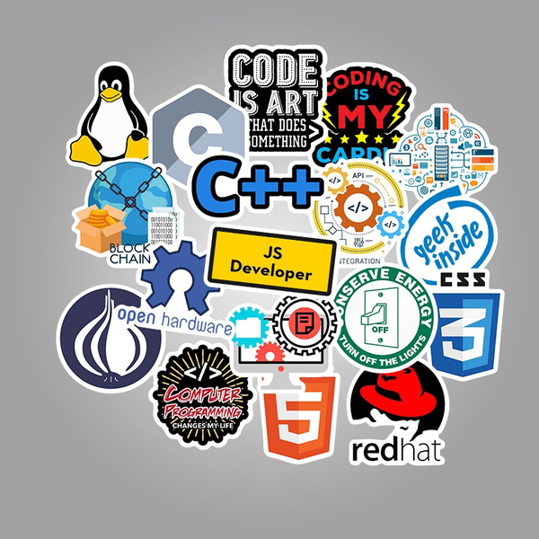 50pcs Developer Docker Stickers Hacker CSS Programmer SQL Cool