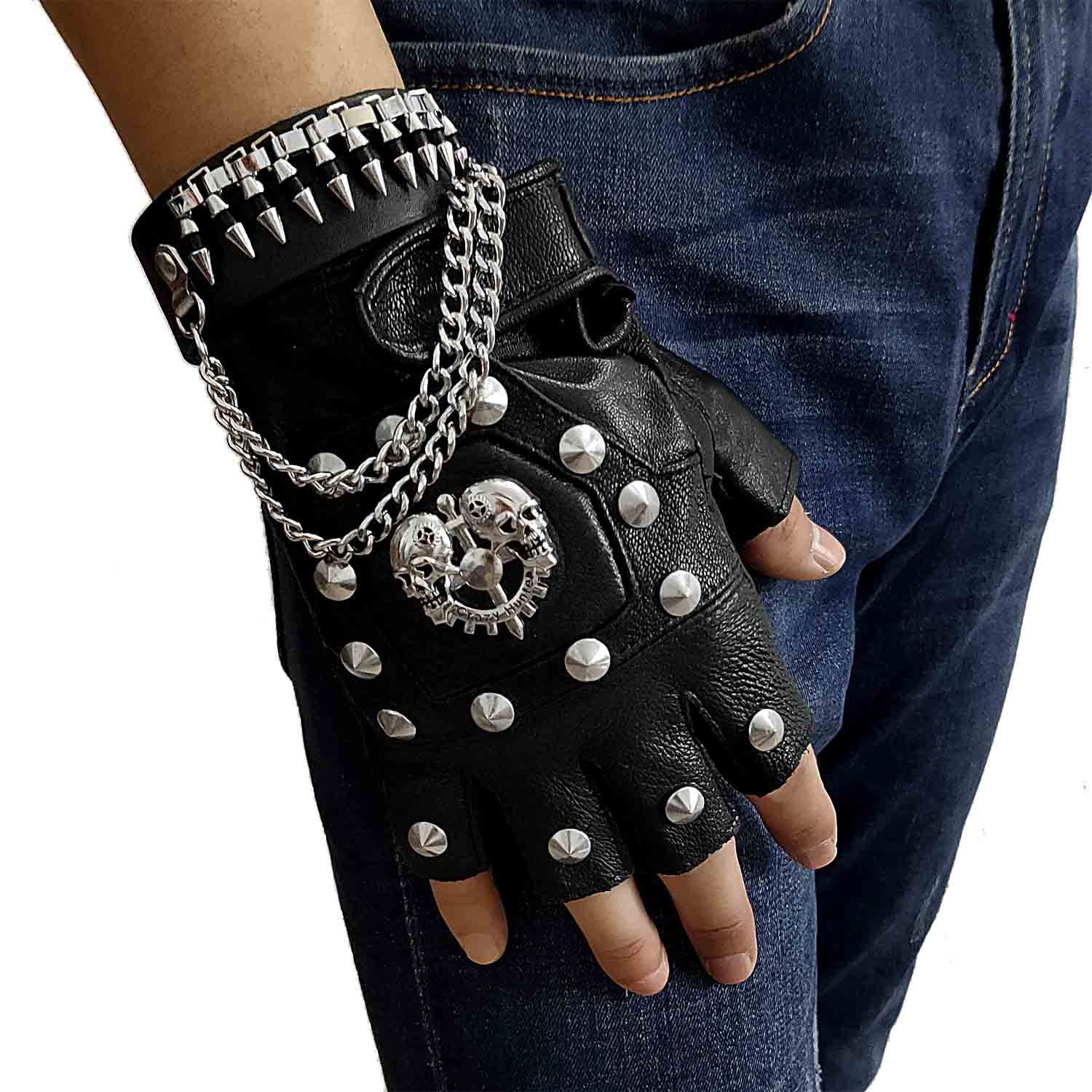 studded biker gloves