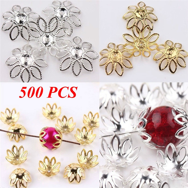500 Pcs Metal Flower Bead End Caps Findings for DIY Jewelry Making 6MM