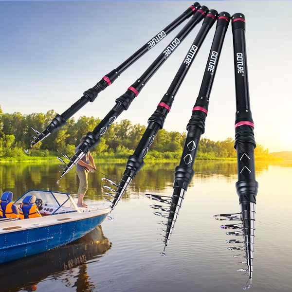 1.8M-3.6M Portable Telescopic Fishing Rod Trout Travel Carbon Fiber Fishing  Pole 