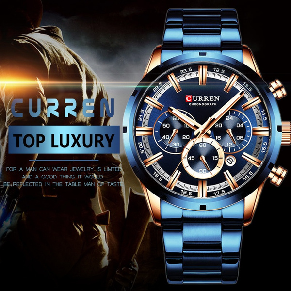Orologio Da Uomo Di Lusso Cronografo Al Quarzo In Acciaio Blu Di Lusso Da  Uomo Orologio Da Uomo In Acciaio Blu Quadrante Blu | Wish