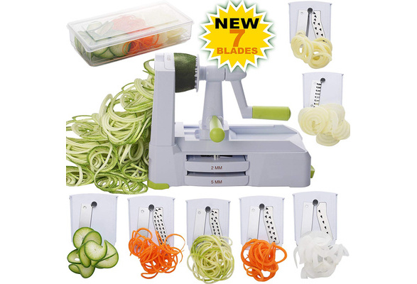 Spiralizer 5-Blade Vegetable Slicer Strongest-and-heaviest Spiral Slicer Best Veggie Pasta Spaghetti Maker for Keto/Paleo/Gluten