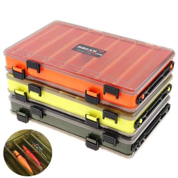 Double Side 14 Compartments Squid Fishing Lure Box Shrimp Bait Minnow ...