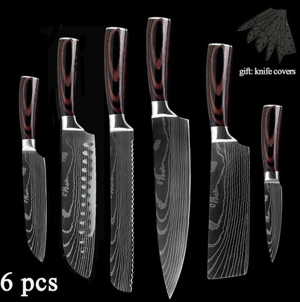 Japanese Chef Knives Professional Set High Carbon Stainless Steel Damascus Laser 