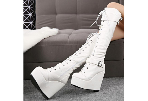Details about   Women Block Mid Heel Round Toe Casual Outdoor Knee High Knight Boots 41/42/43 L