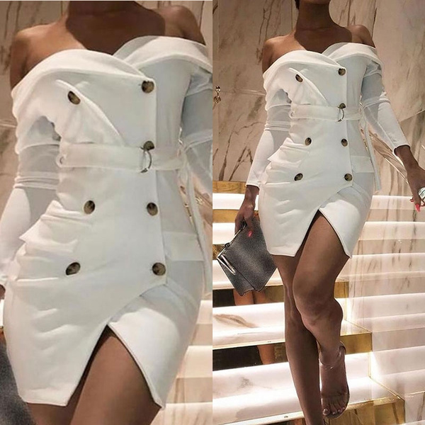 Shoulder Belt Blazer Dresses Women 