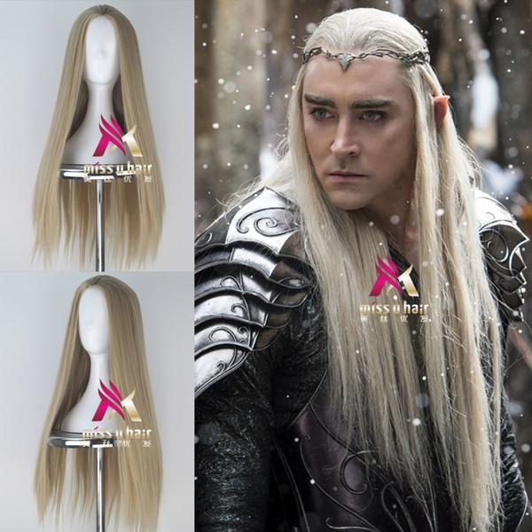 new Movie Hobbit Thranduil The Lord of the Rings cosplay wig king of elf  gold long straight wig Lee Pace hair costumes +wig cap | Wish