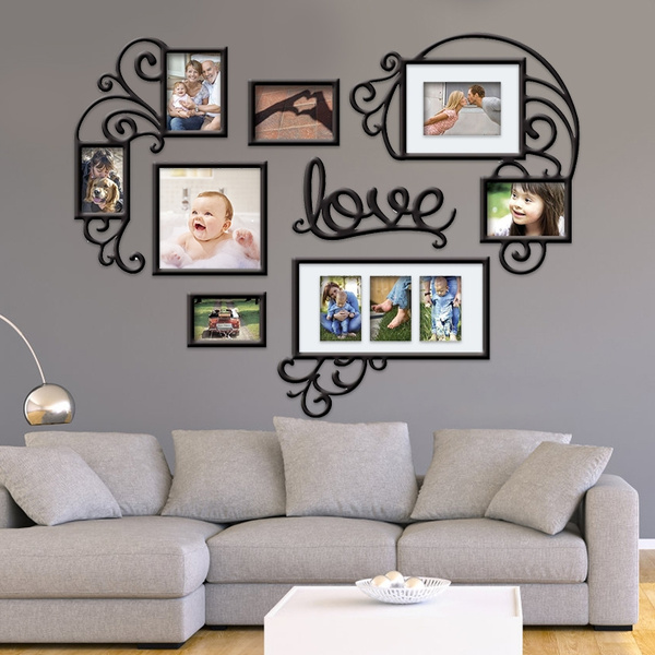 3D Heart Photo Frame Acrylic Sticker Wall Collage Picture Art Home Wedding Decor 