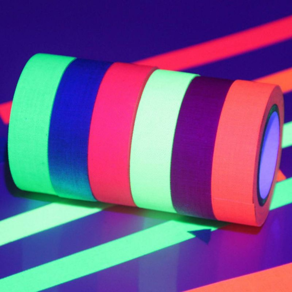 6PCS/SET UV Blacklight Reactive Fluorescent Cloth Tape Neon Gaffer