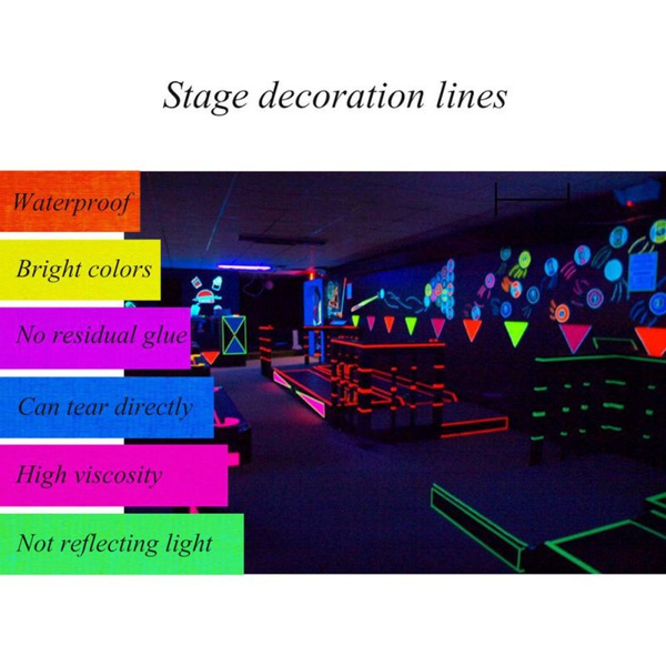 6PCS/SET Fluorescent Cloth Tape UV Blacklight Reactive Glow in The Dark  Neon Gaffer Tape