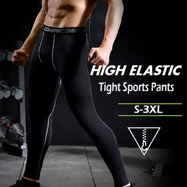 Mens Athletic Compression Pants Sport Long Leggings Training Workout  Trousers