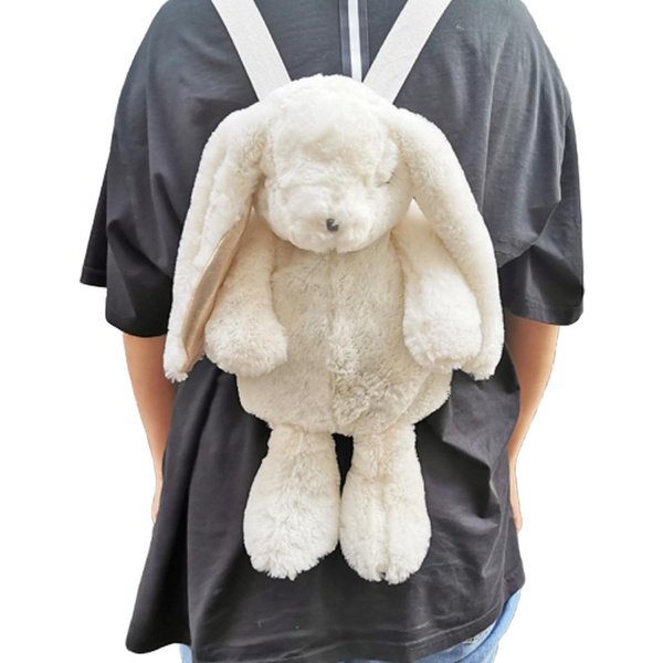 Kawaii Japanese White Rabbit Bunny Backpack School Shoulder Bag Plush Toy  Kids Children Girls Girlfriend Student Birthday Gifts