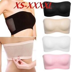 Women Tank Top Seamless Strapless Soft Anti Expose High Elastic Mesh Wrapped Invisible Chest Wraps Tube Tops Plus Size