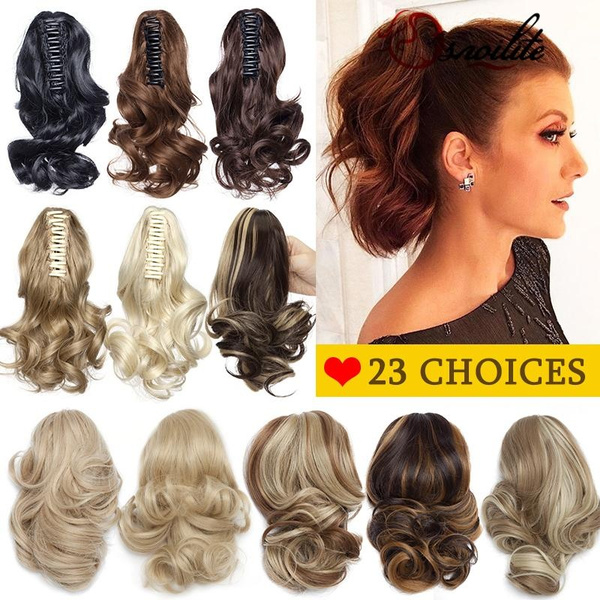 New Short Wavy Hair Curly Hair Ponytail Wigs Claw Clip Hair Pieces