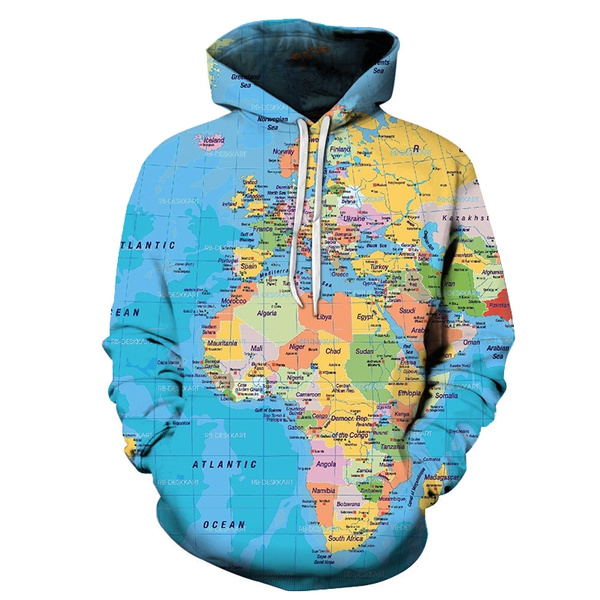 Wellcoda Globe Traveller Mens Sweatshirt World Map Casual Pullover Jumper 