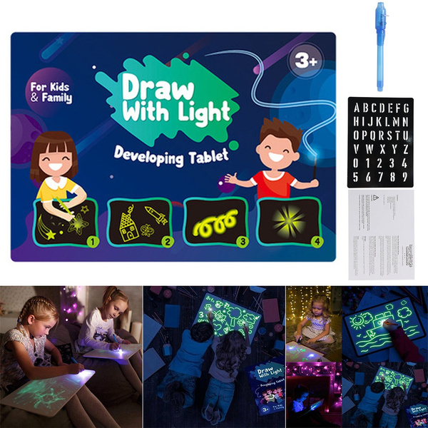 Childs Light Up Drawing Writing Board Draw Sketchpad Kids Developing Toys Gift