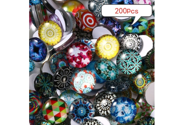 Rosenice Mosaic Tiles 200pcs 10/12/14mm Mixed Round for Crafts Glass Supplies 