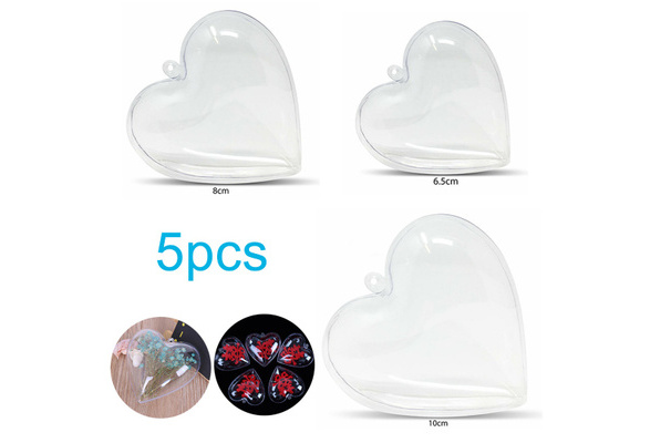 Clear Fillable Heart Baubles Plastic Wedding Favours Christmas Decoration Love