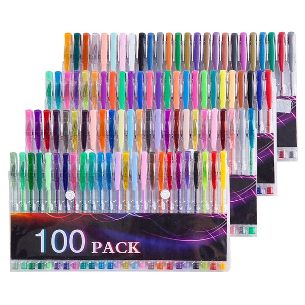 100 Coloring Gel Pens Set for Adults Coloring Books- Gel Colored Pen for  Drawing, Writing & Unique Colors Including Glitter, Neon, Standard,  Symhony, Milky & Metallic