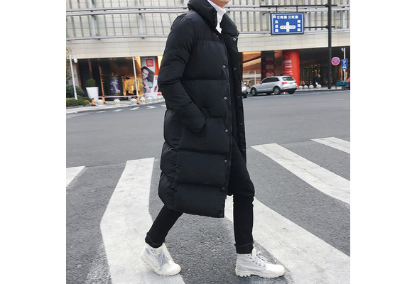 Mens Down Feel Quilted Longline Jacket Bubble Puffer Parka Coat