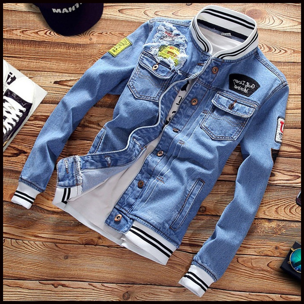 Men's Coat Jean Long-Sleeve Hooded Tops Button Up Slim Fit Jacket Lapel  Tops | eBay