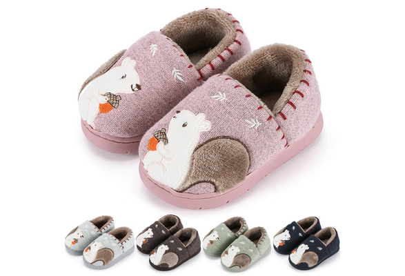 Toddler Boys Girl Fashion Shoes Winter Warm Cute Animal Kid Home Slip-On Slipper 