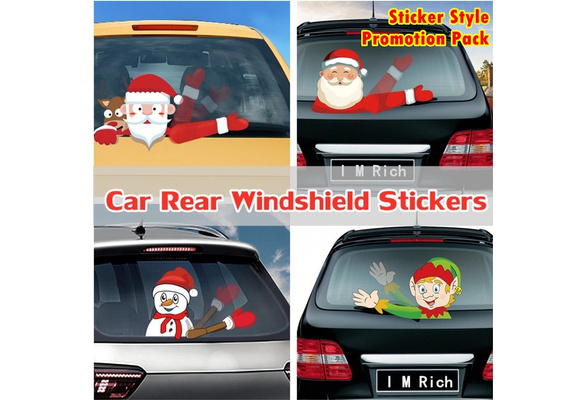 Christmas Santa Claus Sticker Car Waving Rear Windshield Decal Sticker U8W6 