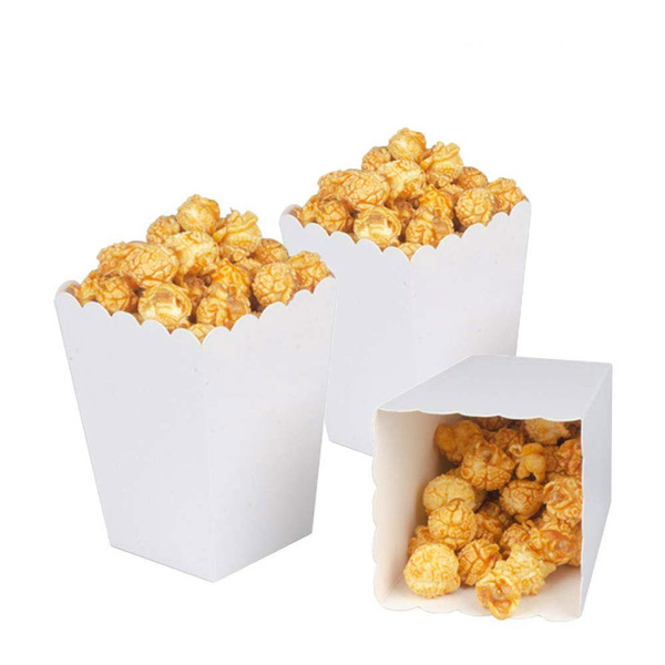 50pcs Fun Mini White Popcorn Boxes 3