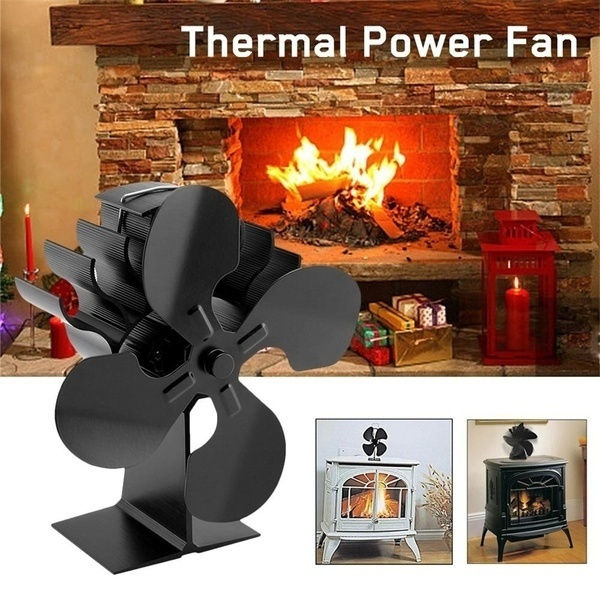 Thermal Power Fireplace Fan Heat Powered Wood Stove Fan Four-leaf Fans
