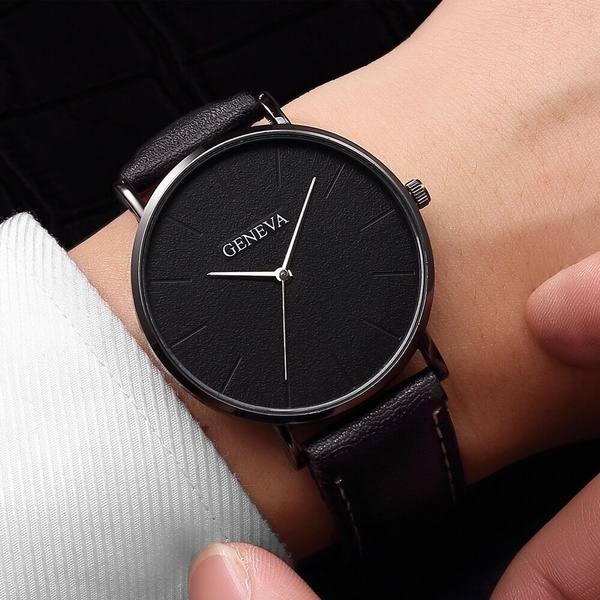 Ultra Thin Mens Watches Fashion Classic Black Quartz Wristwatch