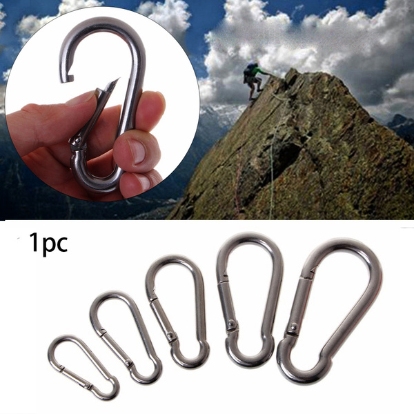304 Stainless Steel Spring Quickdraws Clip Carabiner Keychain Buckles Hooks