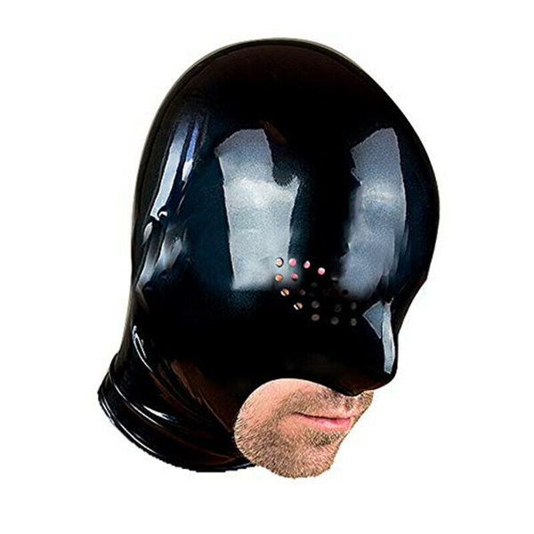BLACK 209 Latex Hood/Mask PERFORATIONS for Eyes and Mouth Made in UK 