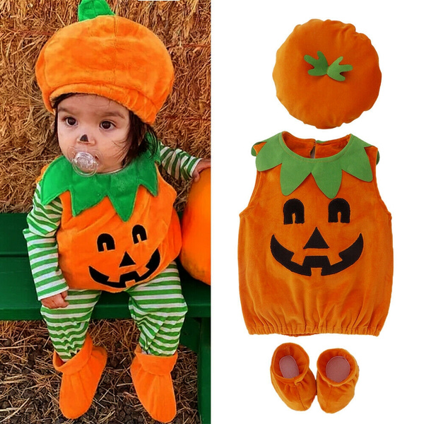 BOBORA Infant Baby Halloween Pumpkin Costume My 1st Halloween 4PCs Outfits Jumpsuit for Kids