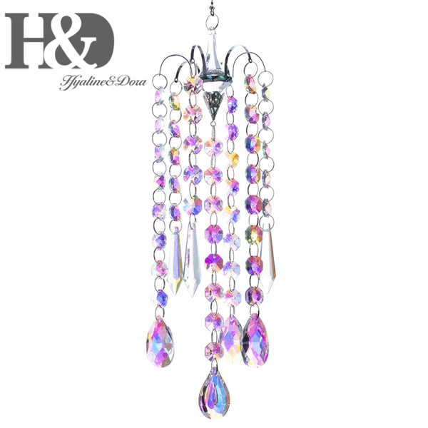 H&D Angel Crystal Suncatcher Prisms Hanging Pendant Chandelier Lighting Decor 