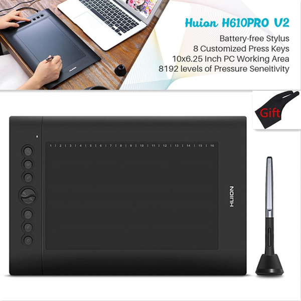 Huion H610 Pro V2 Graphic Drawing Tablet Tilt Function Battery-Free ...