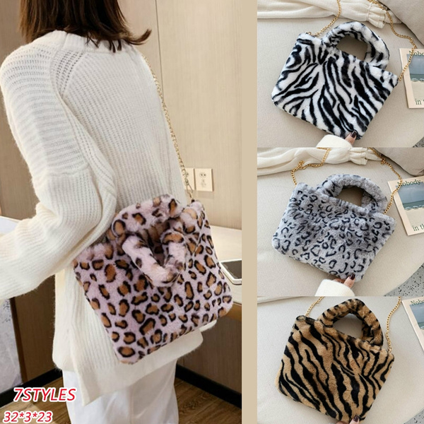 Fluffy Chain Shoulder Tote Bag