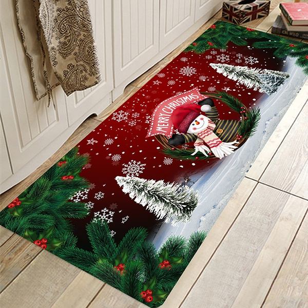 Christmas Snowman Christmas Tree Pattern Hallway Runner Rug